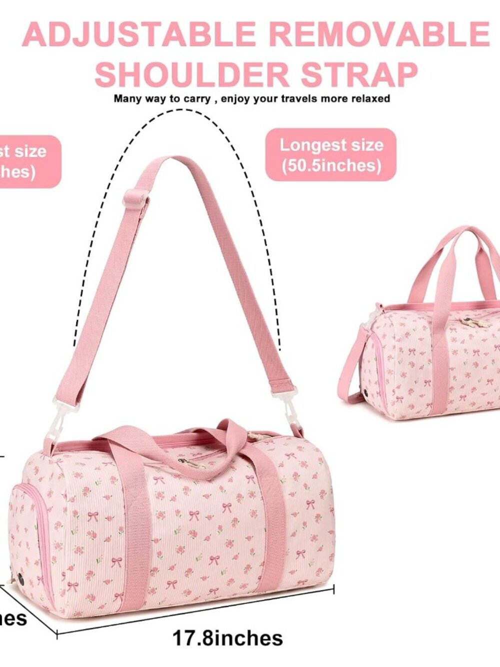 Duffle Bag Girls Kids Cute Gym Bag with Shoes Compartment & Wet Separation Water - Picture 8 of 9